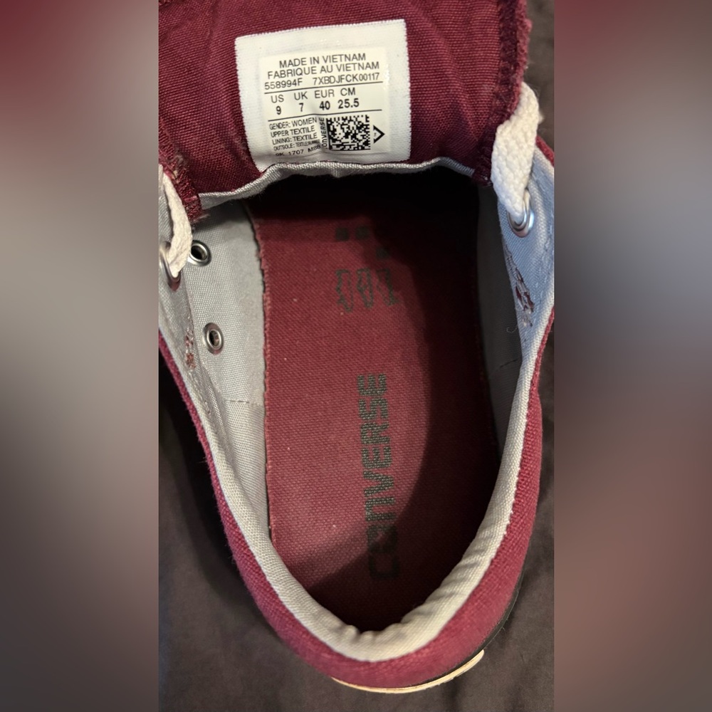 Vintage Converse Women's Burgundy/White Sneakers Low-top Sneakers - Size W9, GUC - Picture 6 of 7